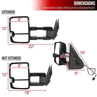 1999-2002 Chevy Silverado/Tahoe/Sierra/Yukon/XL Heated Towing Mirrors Amber