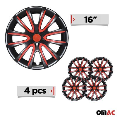 16" Wheel Covers Hubcaps for Subaru Impreza Black Red Gloss