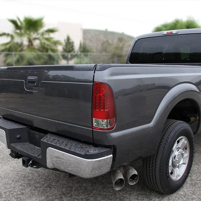 2008-2016 Ford F-250/350/450/550 Super Duty LED Tail Lights Chrome/Red Clear