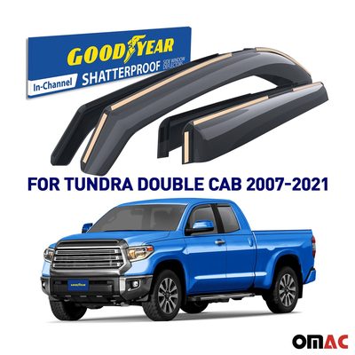 Goodyear Wind Deflectors for Toyota Tundra 2007-2021 Double Cab Shatterproof 4x