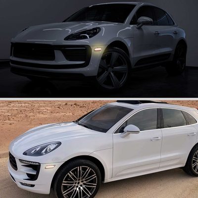 For Porsche Macan 2014-2022 Front Bumper LED Side Marker Turn Signal Lights Chrome Housing Clear Lens
