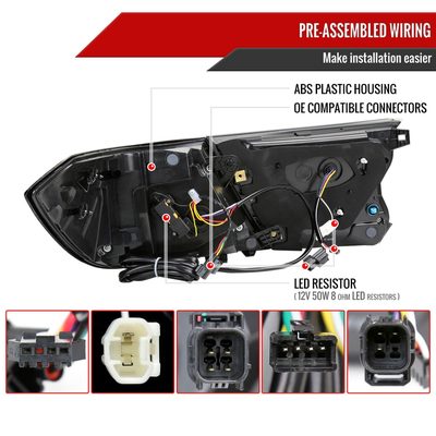 2018-2022 Honda Accord Sedan SQ2 LED Signal Tail Lights Matt Black/Clear