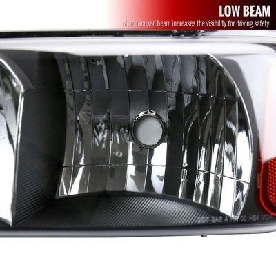 1999-2006 GMC Sierra/Yukon/Yukon XL Headlights Amber Reflector Black