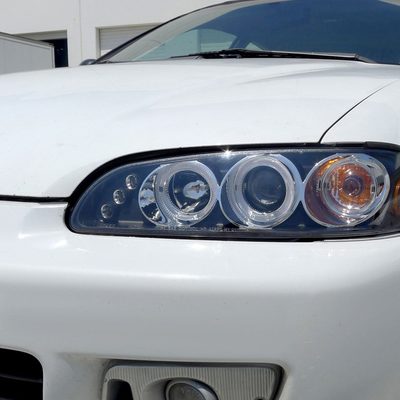 1992-1995 Honda Civic Dual Halo Projector Headlights Matte Black/Clear Lens