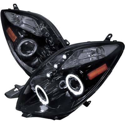 2006-2008 Toyota Yaris Dual Halo Projector Headlights Glossy Black/Smoke Lens