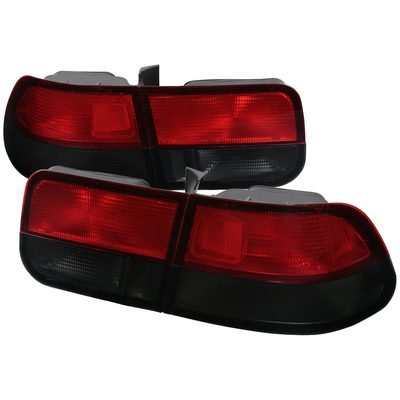 1996-2000 Honda Civic Coupe Tail Lights Chrome Housing/Red Smoke Lens