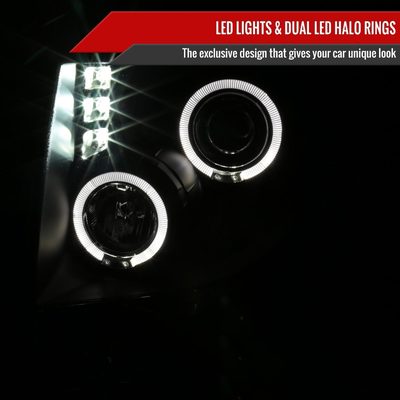 2009-2014 Ford F-150 Dual Halo Projector Headlights Matte Black/Clear Lens