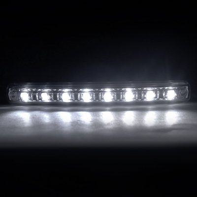 Universal 4W 8 LED 6000K Daytime Running Lights Chrome Housing/Clear Lens