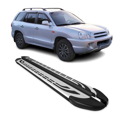 2007-2012 Hyundai Santa Fe Running Boards Side Steps Silver & Black
