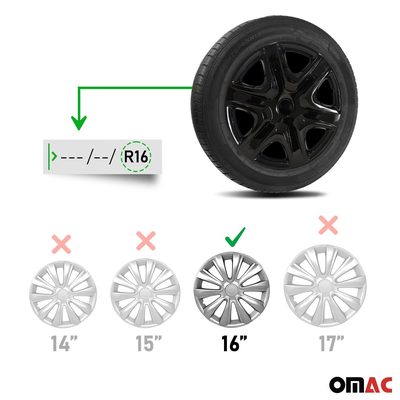 Virginia Hub Caps Wheel Cover 16" Black Full Set 4 pcs.