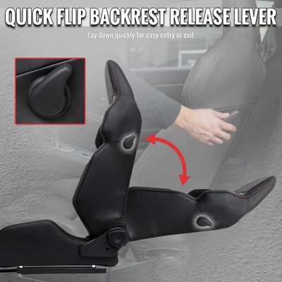 Universal Racing Seat Black Pu And Black Suede With Double Black Stitch