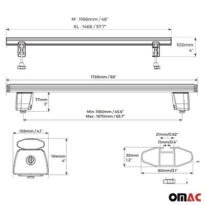 2022-2026 Hyundai Santa Cruz Truck Bed Rack System Alu Pick Up Sliding Rack 4Pcs