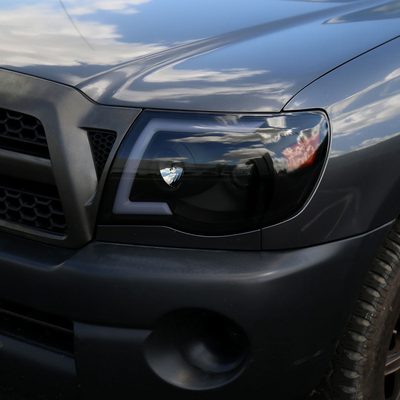 2005-2011 Toyota Tacoma LED Bar Projector Headlights Turn Signal Black Smoke