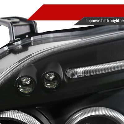 1996-1998 Honda Civic Dual Halo Projector Headlights Matte Black/Clear Lens