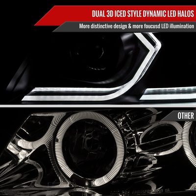 2006-2011 BMW E90 3 Series Sedan 3D Iced LED Dual Projector Headlights Smoke