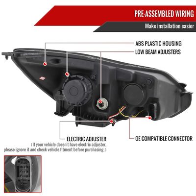 2012-2014 Ford Focus Projector Headlights LED Light &Turn Signal Lights Chrome