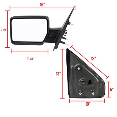 2004-2006 Ford F-150 Black Manual Adjustable Side Mirror - Driver Side Only