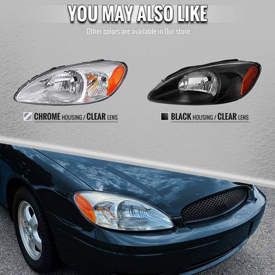 For Ford Tarus 2000-2007 Factory Style Headlights (Black Housing / Clear Lens)