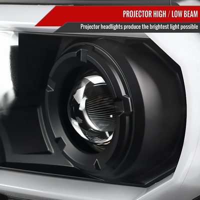 2012-2015 Toyota Tacoma LED C-Bar Projector Headlights Matte Black/Clear Lens