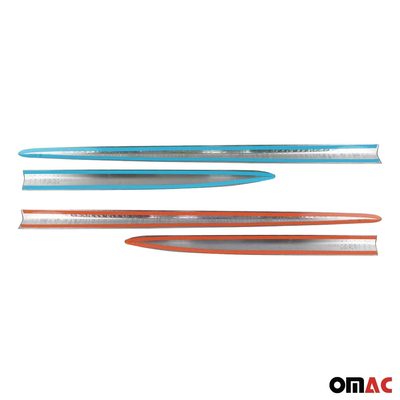 2016-2023 Fiat 500X Side Door Molding Trim Skirt Garnish Stainless Steel Silver 4 Pcs