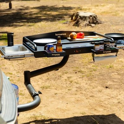 Estacion de cocina Ultimate HITCHFIRE para Tiron con Bomba de Agua y Tanque de Gas (Conductor)