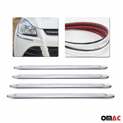 Front Rear Bumper Corner Protector Guard Trim Anti Scratch Silver 4 Pcs