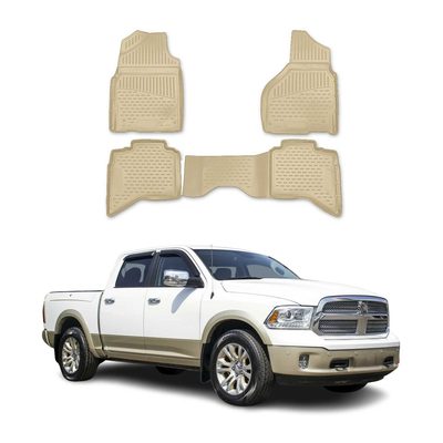 2012-2018 Dodge Ram Quad Cab Floor Mats Liners Full Set All Weather Beige