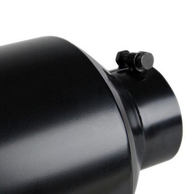 Universal 4" Inlet/6" Outlet Black Stainless Steel Bolt-On Angled Exhaust Tip