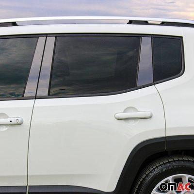 2015-2024 Jeep Renegade Window B Pillar Posts Door Trim Cover Steel Dark 6x