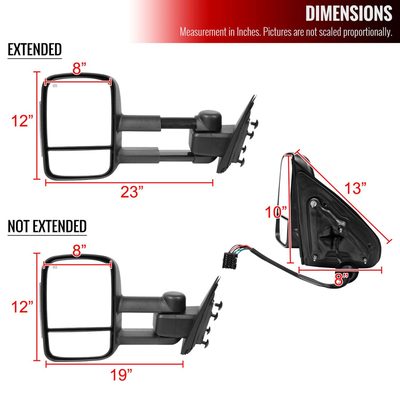2014-2018 Chevy Silverado/GMC Sierra Heated Manual Towing Mirrors Smoke