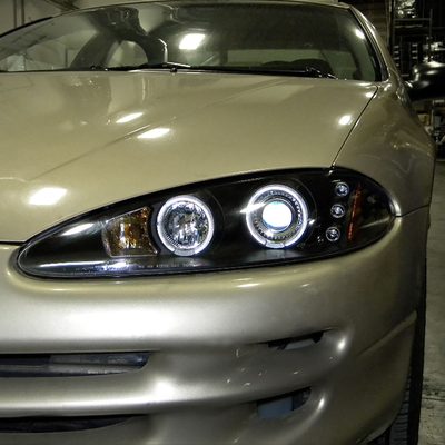 1998-2004 Dodge Intrepid Dual Halo Projector HeadLights Matte Black/Clear Lens