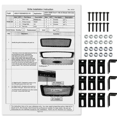 2004-2008 Ford F-150 Rivet Style Black S.Steel Mesh Grille Center Insert
