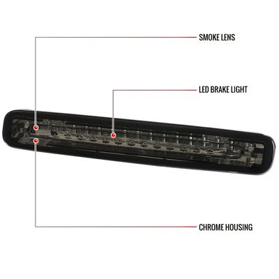 2005-2009 Ford Mustang LED 3rd Brake Tail Light Chrome Housing/Smoke Lens