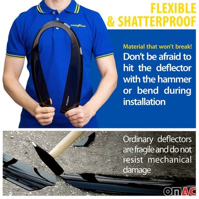 Goodyear Wind Deflectors for Nissan Frontier 2005-2021 Crew Cab Shatterproof 4x