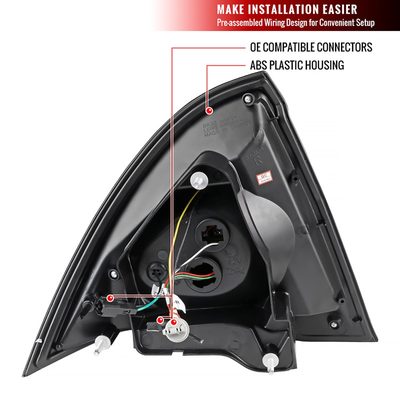 2010-2012 Ford Fusion LED Tail Lights Matte Black Housing/Clear Lens