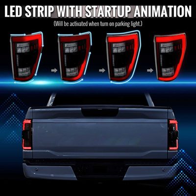 For Ford F-150 2021-2023 Full LED Tail Light Black Housing Clear Lens