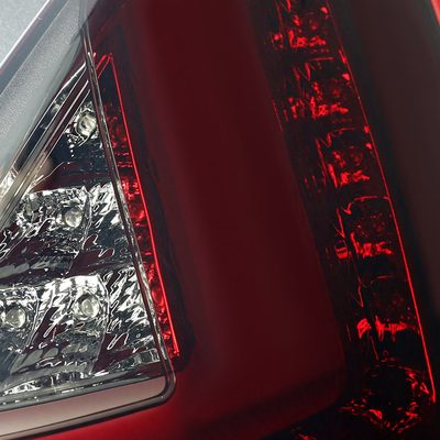 2011-2013 Ford Fiesta Hatchback LED Tail Lights Chrome/Red Smoke Lens