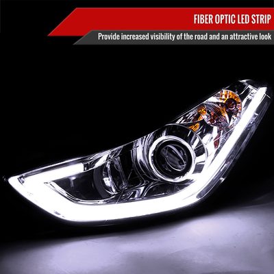 2011-2013 Hyundai Elantra LED Bar Projector Headlights Chrome/Clear Lens