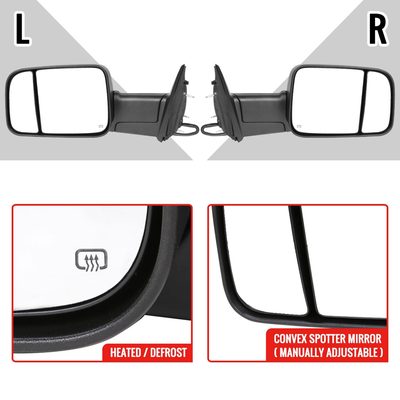 2013-2017 Dodge RAM 1500/2500/3500 Auto-Fold Heated ATS & Manual Side Mirrors