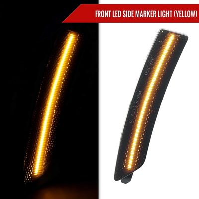 For Ford Mustang S650 2024-2025 Front and Rear Bumper LED Side Marker Signal Lights Chrome Housing Smoked Lens