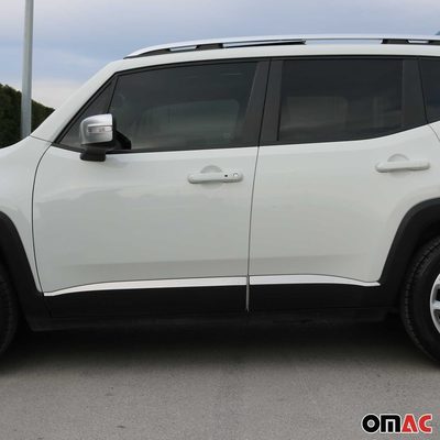 2015-2024 Jeep Renegade Side Door Molding Trim Brushed Steel Silver 4x