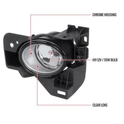 2009-2014 Nissan Maxima H11 Fog Lights Kit Switch & Wiring Harness Chrome