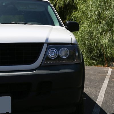 2002-2005 Ford Explorer Dual Halo Projector Headlights Glossy Black/Smoke Lens