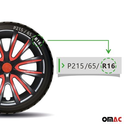 16" Wheel Covers Hubcaps for Subaru Impreza Black Red Gloss