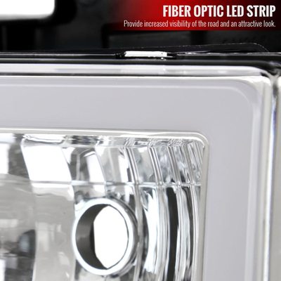 1988-1998 Chevy/GMC C10 C/K LED Strip Factory Style Headlights Chrome/Clear