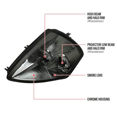 2000-2005 Mitsubishi Eclipse Dual Halo Projector Headlights Chrome/Smoke Lens