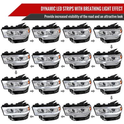 2019-2024 Dodge RAM 2500/3500/4500/5500 LED Signal Projector Headlights Chrome