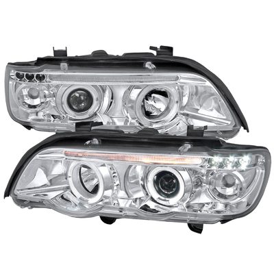 2001-2003 BMW E53 X5 Dual Halo Projector Headlights Chrome/Clear Lens
