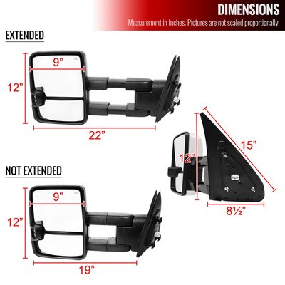 2007-2017 Toyota Tundra/ 08-2017 Sequoia Chrome Heated BSM Towing Mirrors Amber