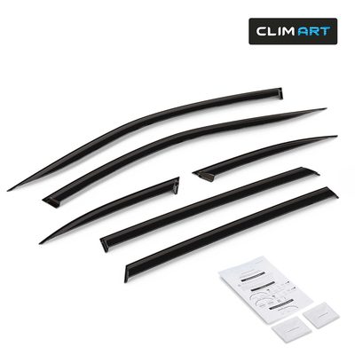 Clim Art Wind Deflectors for Subaru Outback 2020-2025 Tape-On Dark Smoke 6Pcs
